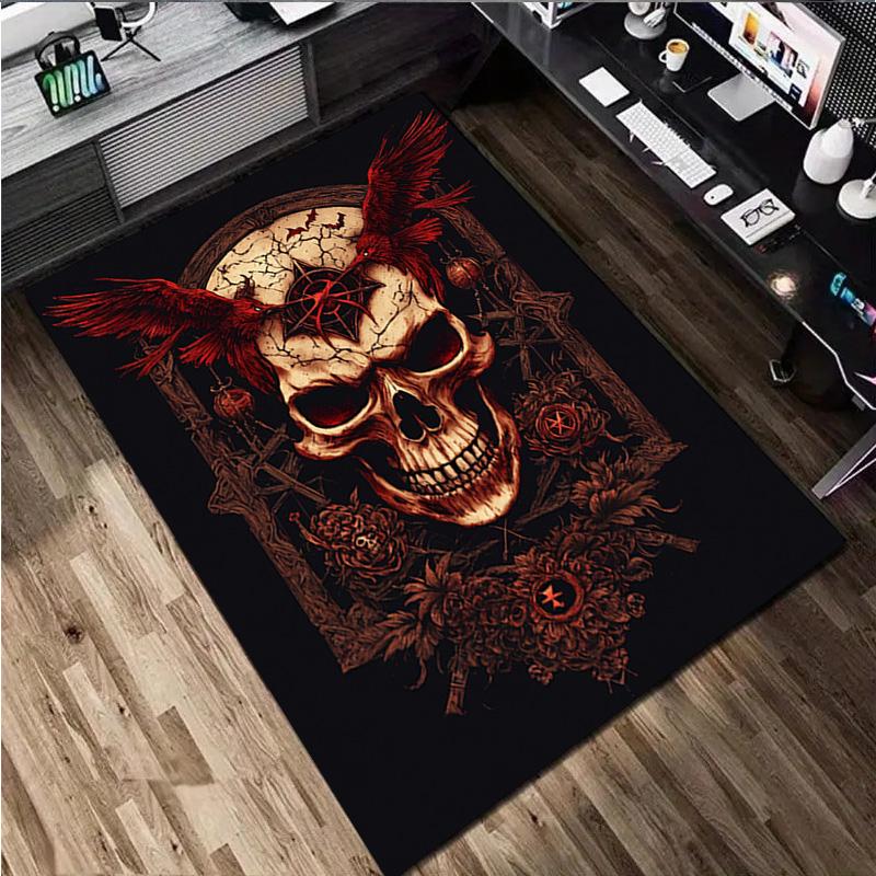 1Pc Skull Rug - Home Carpet Office Decorative Carpet For Living Room Bedroom Door Mat Floor Rug Computer Chair Area Rug