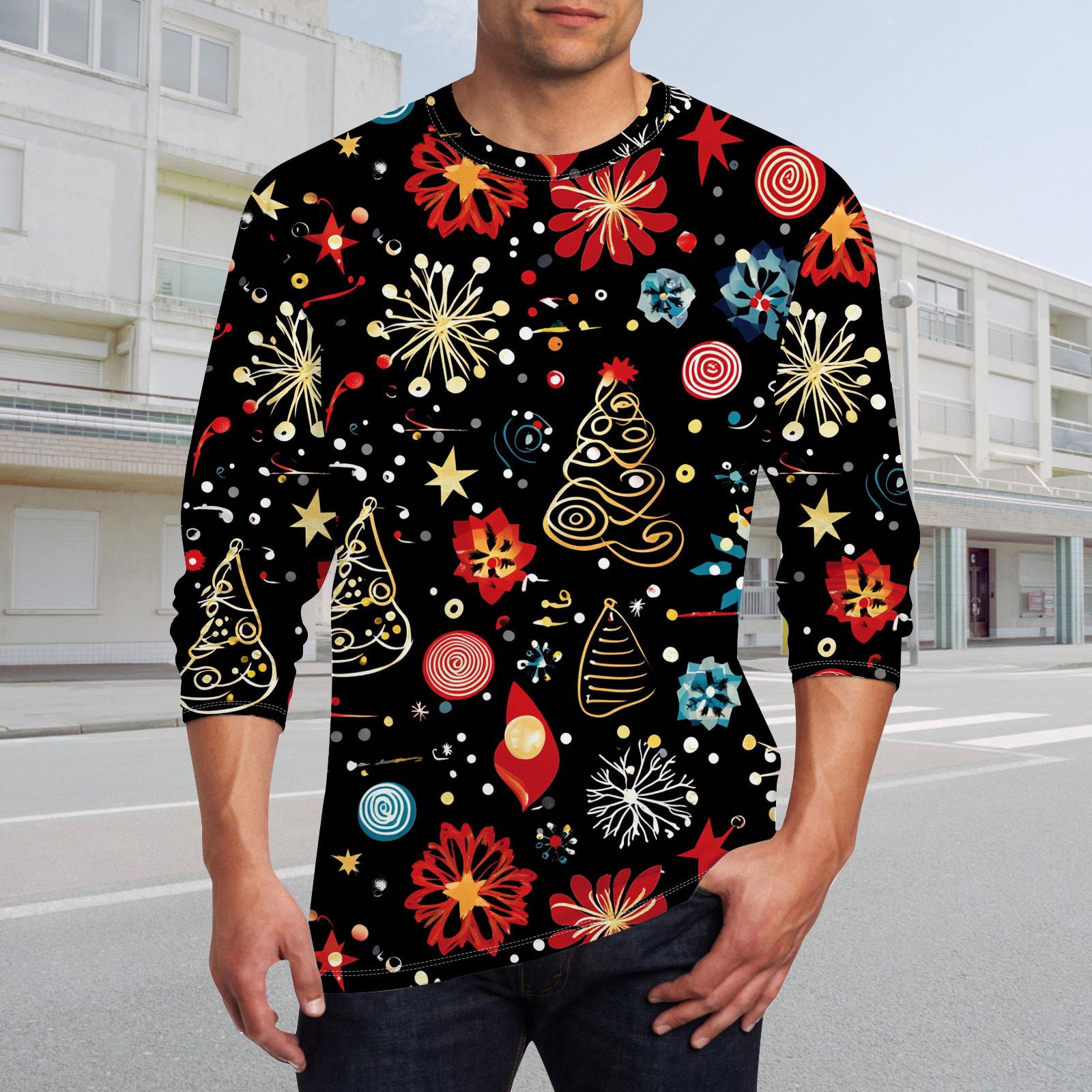 

Муж. Футболка Круглый вырез Одежда Одежда На открытом воздухе Длинный рукав С принтом Модельер Винтаж XL винный