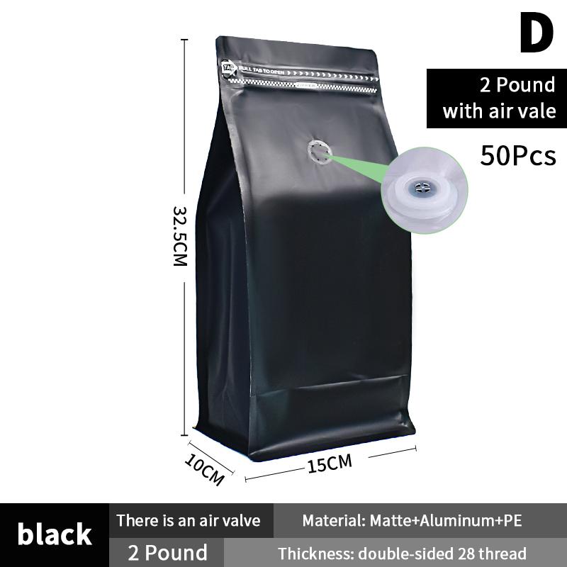 50Pcs Coffee Stand Up Pouch With Valve &Ziplock Pulltab Ground Coffee Beans Nutdried Tea Leaf Mga Pouches Ng Kap