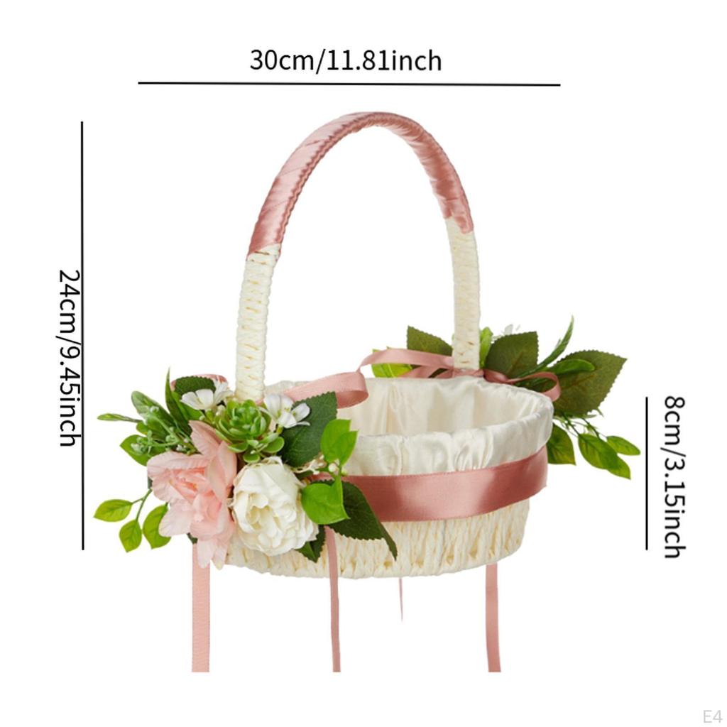 Brautkorb für Blumenmädchen mit Bändern und Grünpflanzen