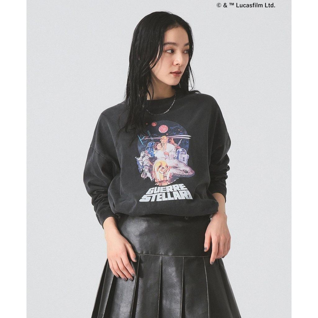 Ray BEAMS Custom GOOD ROCK SPEED STAR WARS Long Sleeve T-Shirt Women Tops Cut SewnT-Shirt White Black