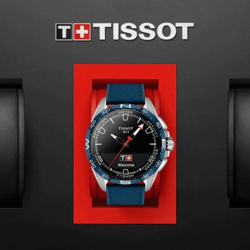 Tissot Men's T-Touch Connect Solar Watch with Black Dial and Fabric Strap (T1214204705106) - Officially Imported