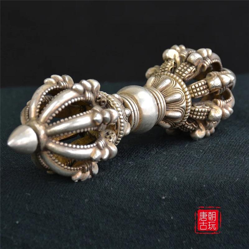 Bronce antiguo artículo de Buda mazo Jingang con nueve hilos de cobre puro y dorado en plata mazo Vajra Colección Metal