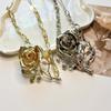 Luxury Metal Rose Necklace Big Neck Chain Brilliant Exaggerated Flower Necklace  Bride