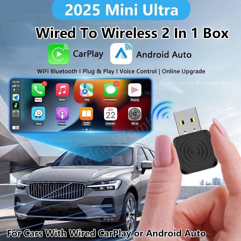 5.0 Mini Ultra Wireless Adapter Wireless CarPlay Android Auto For OEM Car Plug and Play WiFi Bluetooth Auto Connection