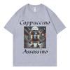 Summer fashion men's T-shirt, Cappuccino Assassin pattern printed T-shirt, interesting Italian casual loose high-quality T-shirt