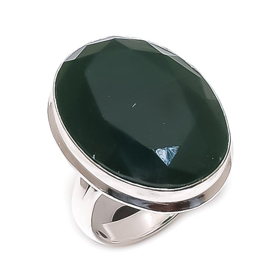 

Emerald(Simulated) Gemstone 925 Sterling Silver Jewelry Ring Size 7 V7I49