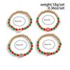 KunJoe 4Pcs/Set Red Green Crystal Bead Chain Bracelet Women Cute Snowflake Snowman Elasticity Charm Bracelets Christmas Jewelry