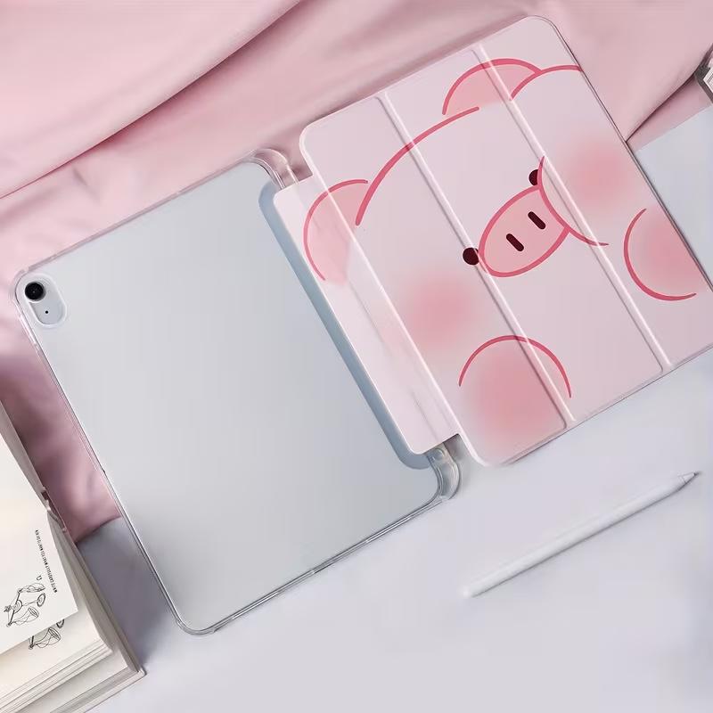 Cute pink pig-shaped iPad Air 7/6/5 tablet case, Pro tablet shell, 11/10/9 protective case