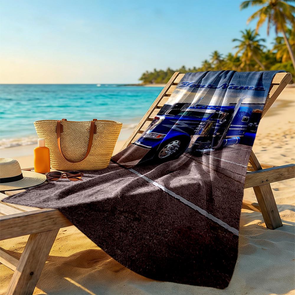 Kw Heavy Trucks Personalized Text Beach Towel Quick-Dry Soft Microfiber Portable for SwimmingBeachCamping Travel Beach AccessoriesGym