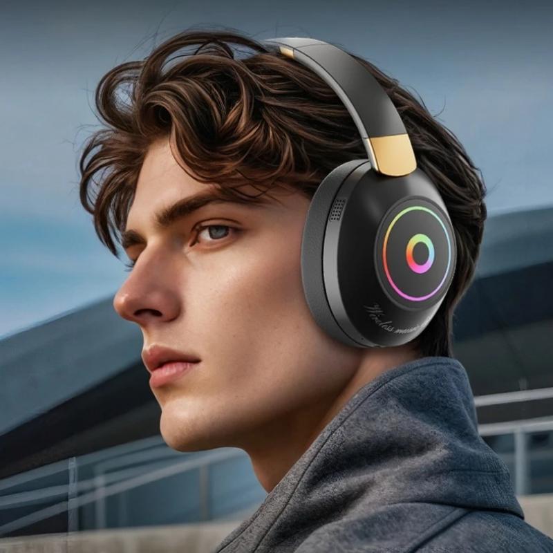 Wireless Bluetooth Headphones Game Headset HIFI Stereo Sound Earbuds with Mic Sport RGB Color Earphone