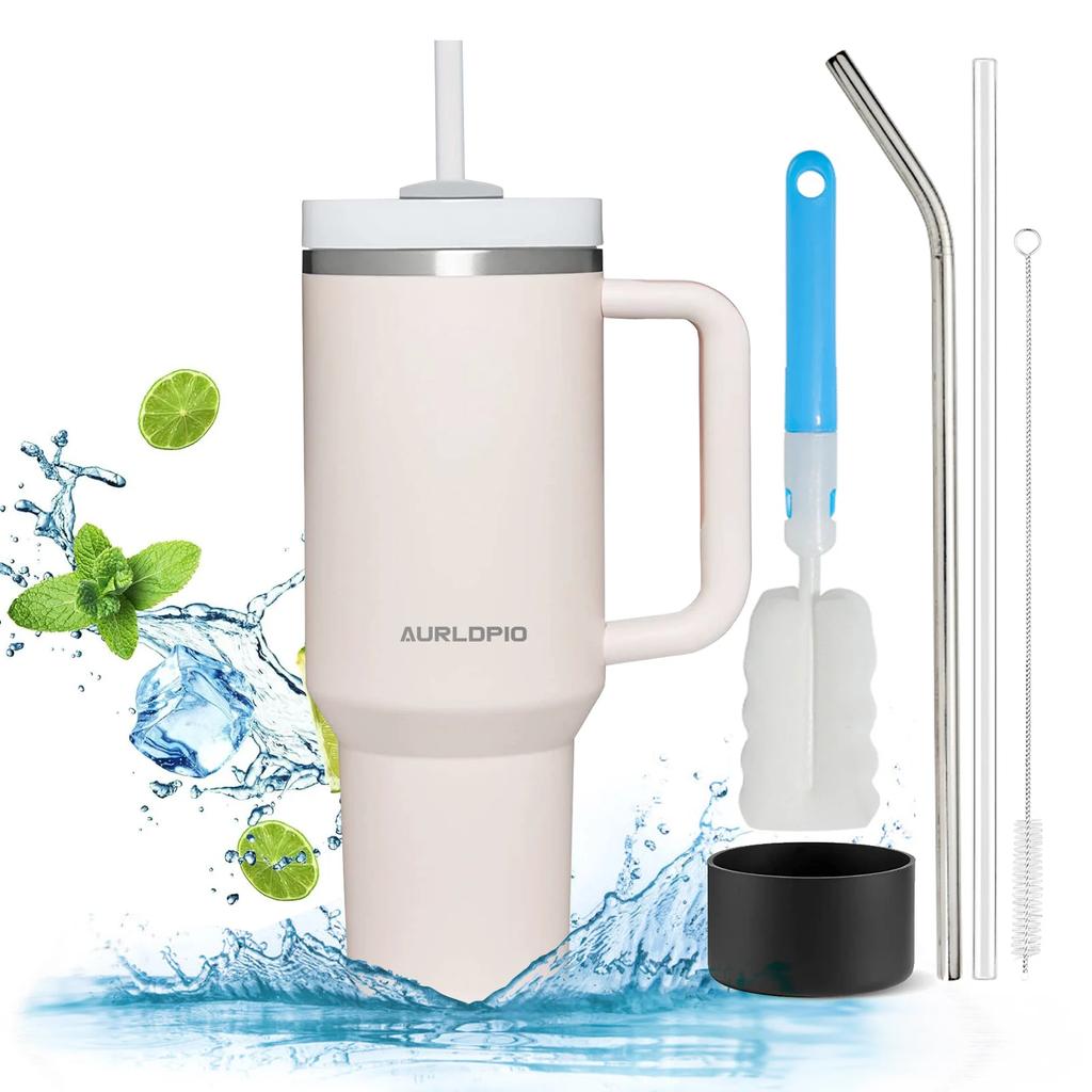 40 oz Tumbler with Handle and Straw Cup Holder Compatible for Travel Office Home Coffee Cup| Insulated Stainless Steel Water Cup