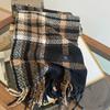 White Purple Plaid Imitation Cashmere Fringed Scarf Female Autumn and Winter Couple Warm Versatile Skin-friendly Scarf Tide