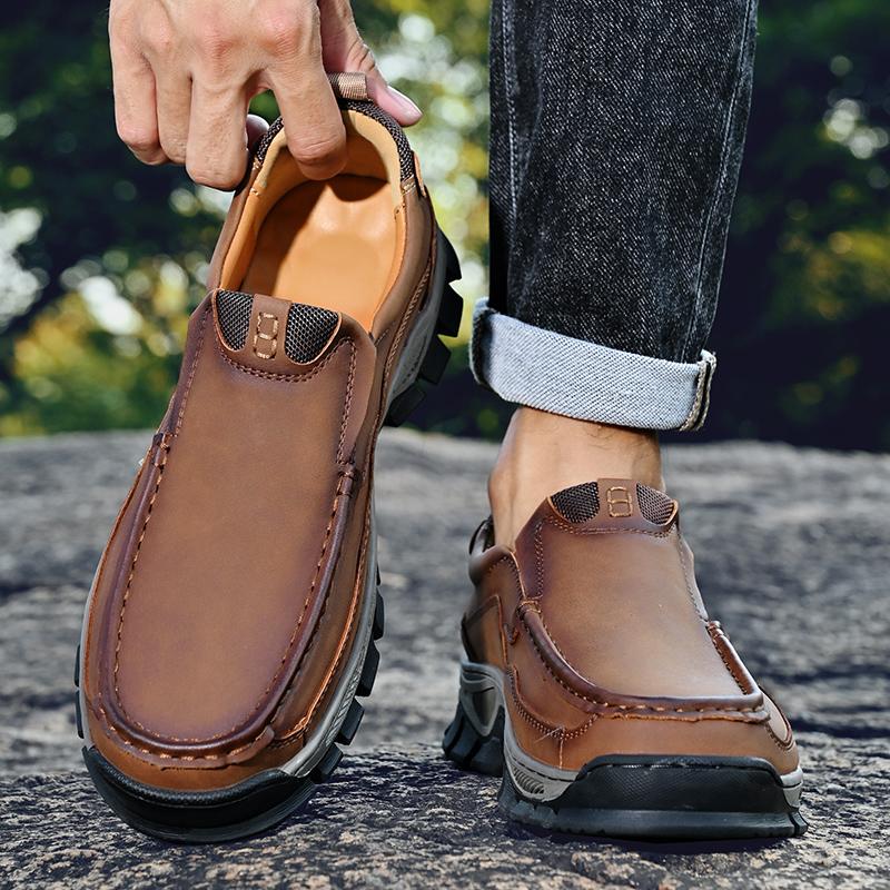 Классические мужские кожаные мокасины — фото 3