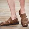 Summer Men's Leather Sandals Handmade Breathable Beach Shoes