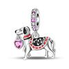 S925 Silver Cute Dog Charms Bead Keychain Animal Puppy Teddy Yorkshire Terrier Crab Paw Whale Rooster Snake Crocodile Jewelry