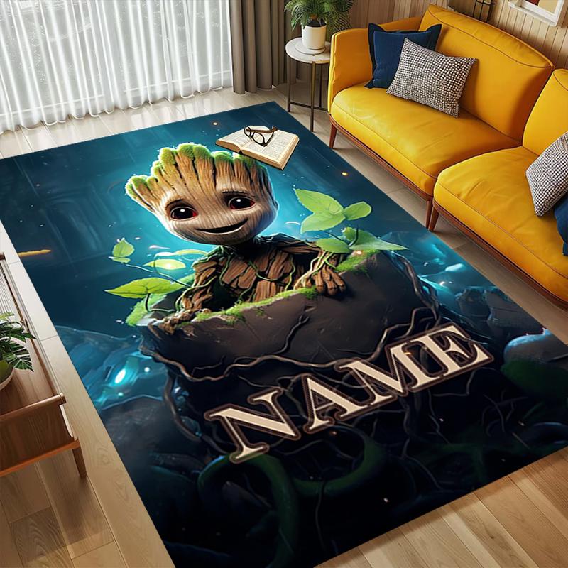 Personalized Name Superhero Power Living Room Non-Slip Area Rug Soft Carpet for Bedroom Playroom Sofa Office Home Decor Doormat