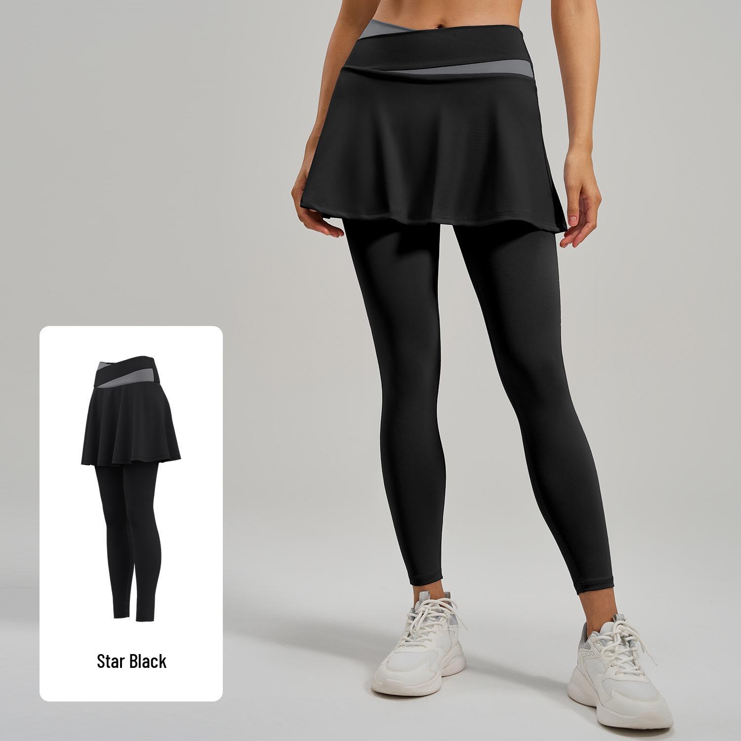 

Women s High-Waist Yoga Pants: Nude Feel, Butt-Lifting, Color Block, Outdoor Wear, Fake Two-Piece Design, Anti-Exposure 2XL