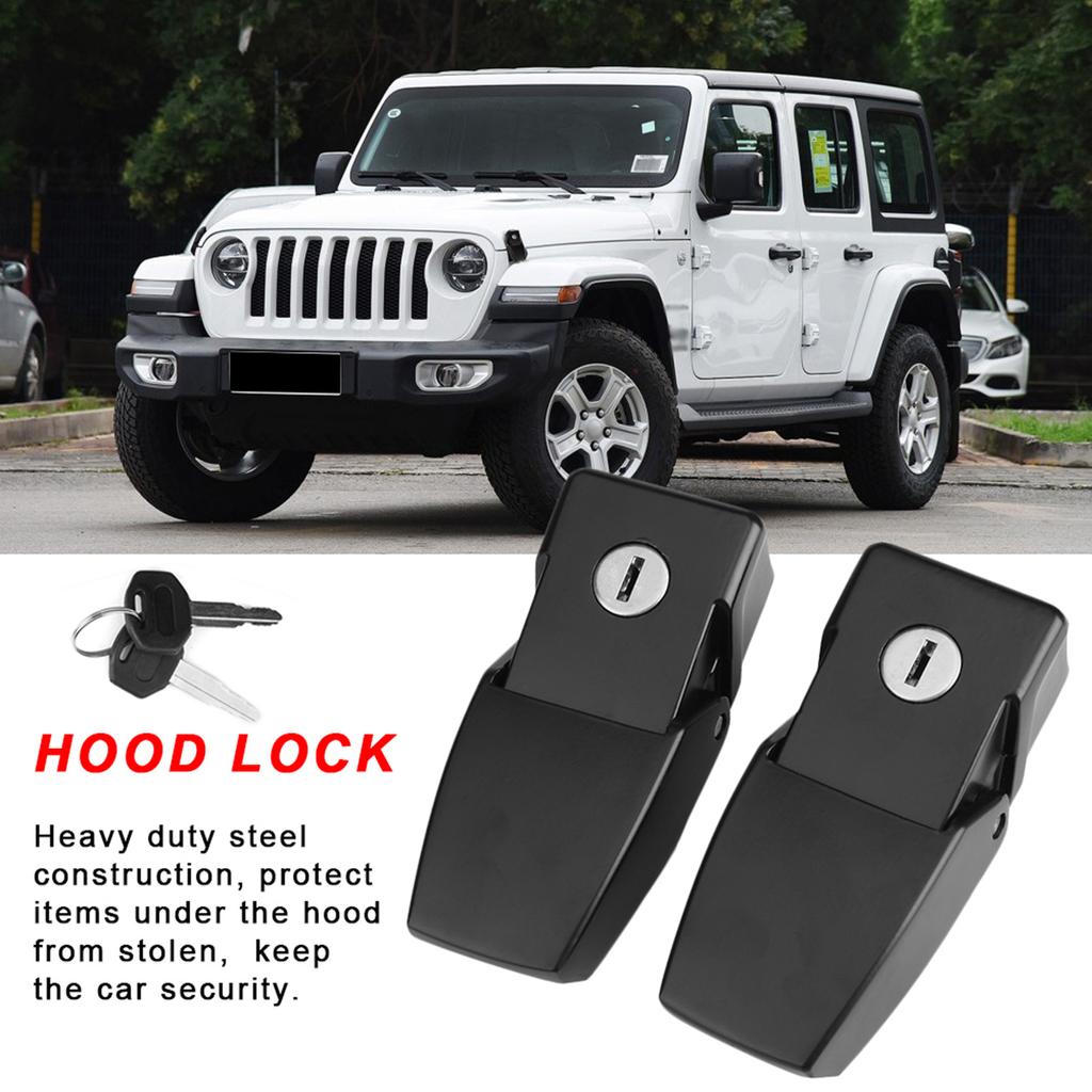 Anti Theft Car Hood Latch Lock Kit Assembly with Keys for Jeep Wrangler JK Unlimited 07 17