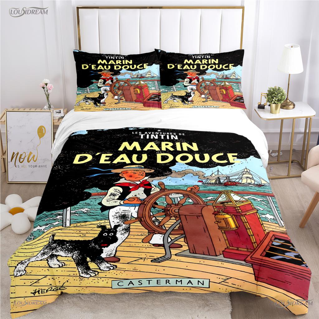 Cute T-Tintines All Season Duvet Cover Cartoon Funny Bedding Sets Soft Quilt Cover And Pillowcases Teen Single/Double/Queen/King