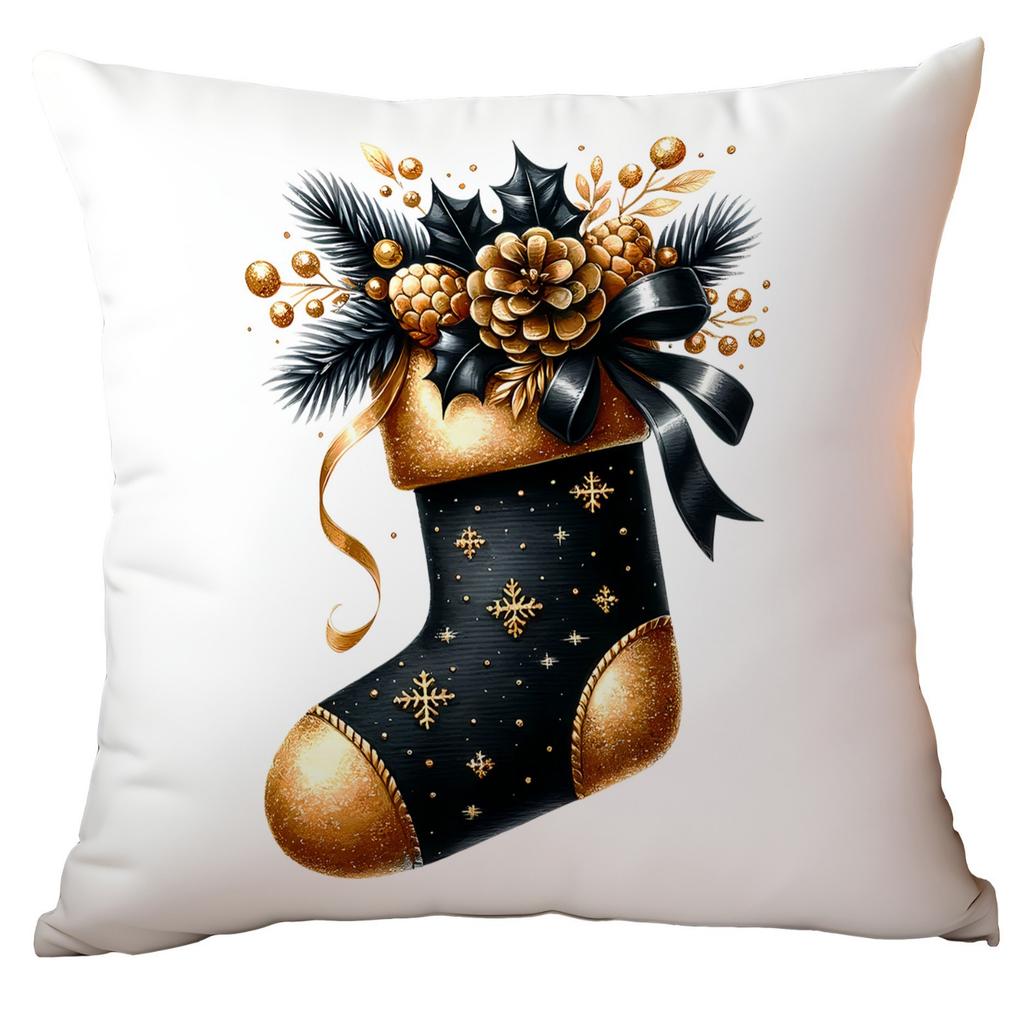 New Christmas Pillowcase High-end Light Luxury Black Gold Color Printing Home Cushion Pillowcase