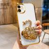 KEYSION Shockproof Plating Phone Case for iPhone 11 12 Pro Max Clear TPU Glitter Jewelled Swan kickstand Back Cover for iPhone 11