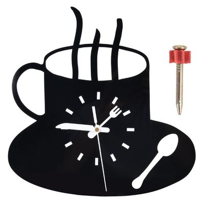 Kitchen Wall Clock 3D Modern Coffee Mug Style Acrylic Silent Movement Frameless Design Silent Wall Clock