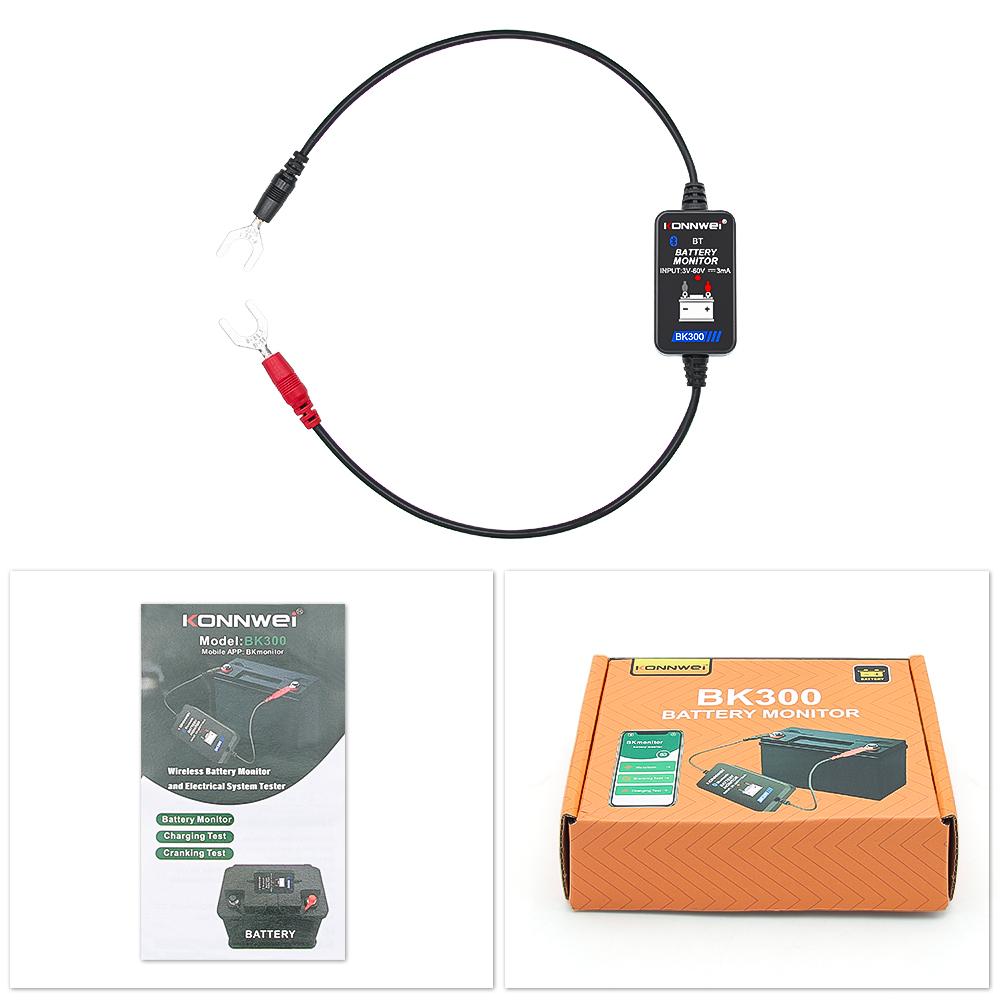 

12V 24V Car Battery Analyzer Monitor Tool All Auto Lead Acid Charging Cranking System BT 5.0 for IOS Android Long Term Data Test KONNWEI BK300
