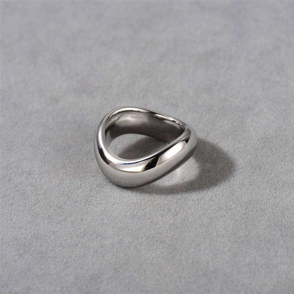 Personality Unique Wavy Copper Plated 18K Real Gold Ring Fashion Light Luxury Niche Design High-End Ring