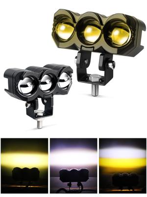 Chelhead Motorcycle Auxiliary Light, Fog Light, 3 Modes, White/Yellow/White+Yellow, 3000K - 6000K, Work Light,