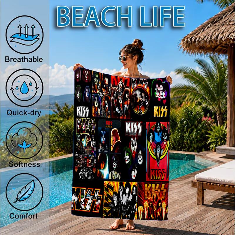 rock Band Collage Beach Towel, Microfiber Beach Towel, Perfect For Pool, Beach, Travel, Home Decor Beach Party Fan gifts