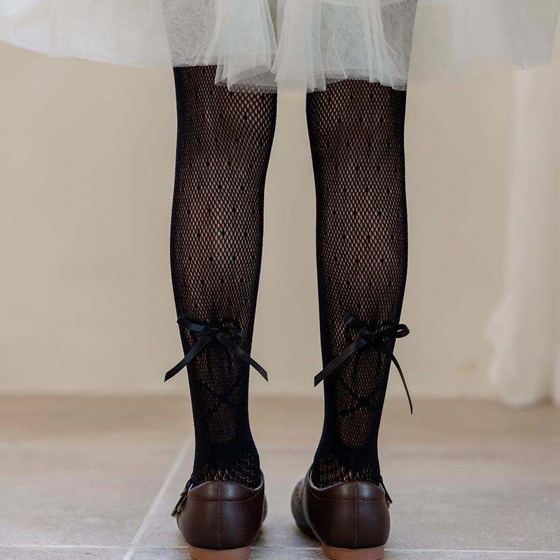 

1 пара летних детских носков для девочек, модные кружевные балетные сетчатые колготки для детей, милые колготки с бантом для принцессы для девочки S