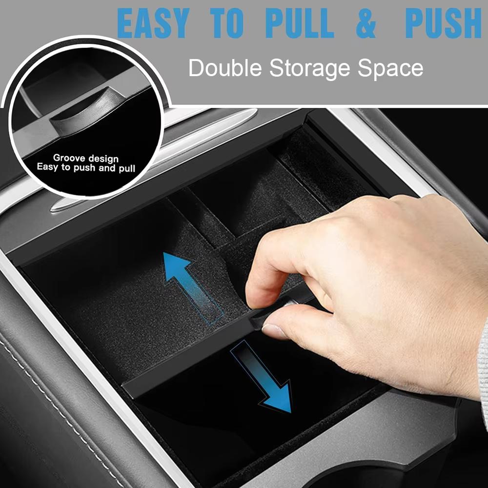 YZ For Tesla New Model Y Juniper 2025 Center Armrest Hidden Storage Box Cup Holder Charger Pad Console Organizer Box Accessories