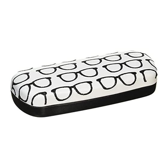 Glasses pattern embroidery stylish glasses case hard case black 2219-01