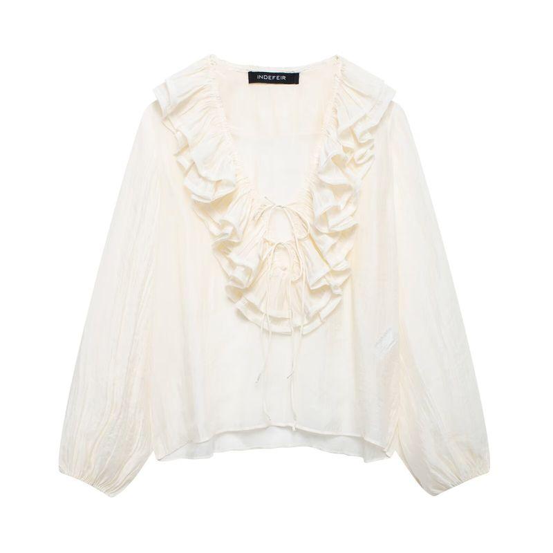 Kaslead New Arrival Women's Fashion Style Fashion Minimalist Laminated Decoration Long Sleeves Shirt 8544207