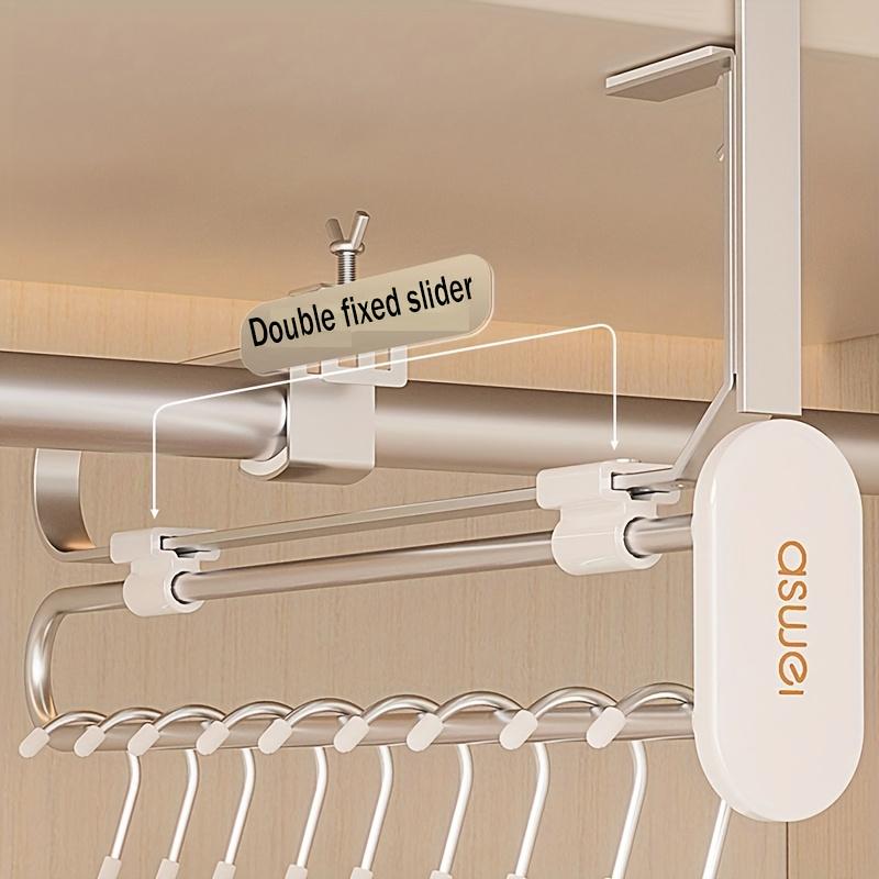 1PCS Pull-out Trouser Hangers,Telescopic Wardrobe Pant Organizer for Save Closet Space,Stainless Steel Adjustable Closet Rod