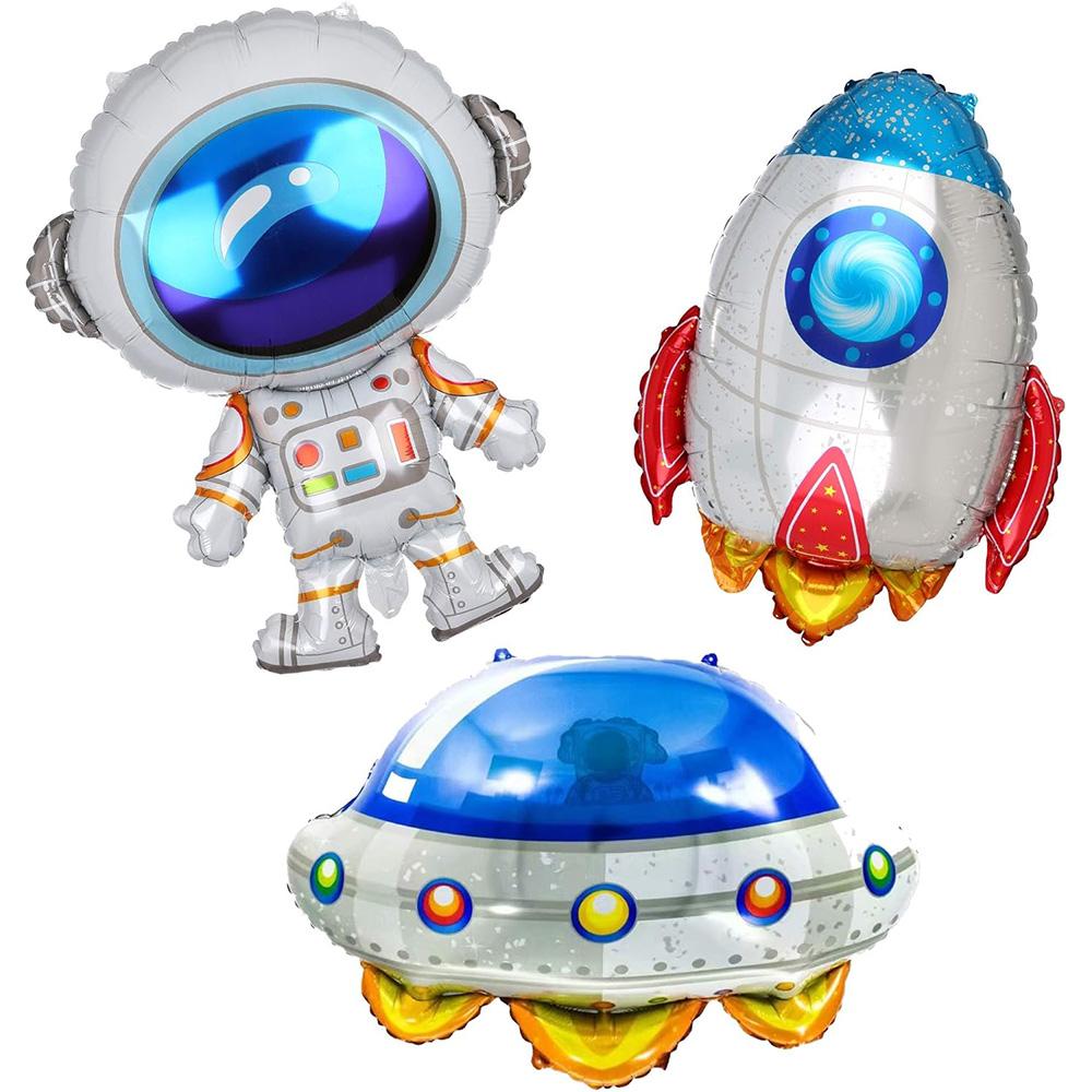 Space Set, New Astronaut, New Rocket, New Flying Saucer, Space-Themed Aluminum Foil Balloons, Universe Space-Themed Birthday Party Decorations