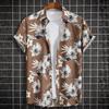 Lapel Short Sleeve Men Shirt Buttons Closure Thin Anti-pilling Summer Flower Printed Hawaiian Shirt Beachwear