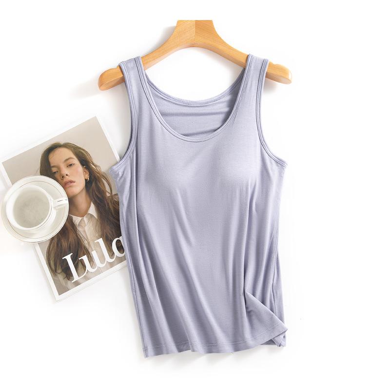 Summer Cool Feeling Loose Large Size Can Be Worn Outside with Chest Pad Integrated Fixed Cup Vest Women's Inner Chest Pad