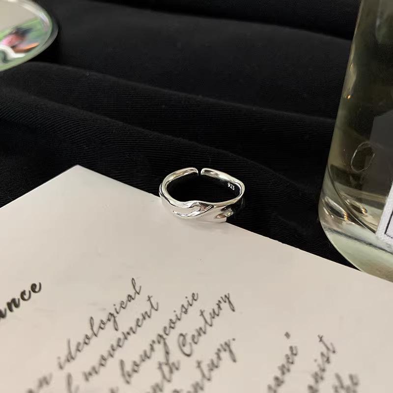 Irregular Concave Convex Design Adjustable Ring Female Ins Cold Wind Temperament Fashion Hundred and Match Index Adjustable Size Finger Ring
