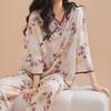 Pajamas Women's Spring and Autumn Silk New Chinese Loungewear Can Be Worn Outside the National Style Middle-aged and Elderly Mother's Cotton and Silk