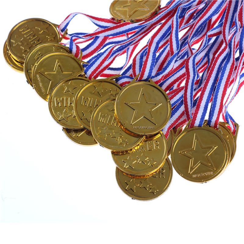 20Pcs Children Gold Plastic Winners Medals Sports Day Party Bag Prize Awards Toys For Party Decor