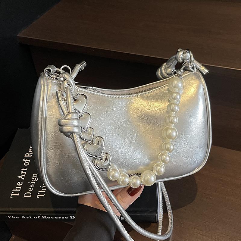 Premium Pearl Chain Underarm Bag Women's Niche Fashion Versatile Simple Style Messenger Bag