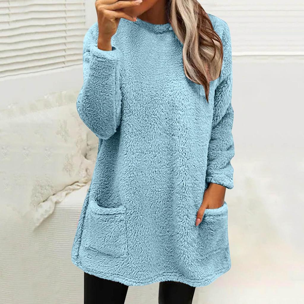 Sweatshirts For Women Mock Turtleneck Fall Winter Warm Sweater Plus Size Tunic Pullover Tops With Pockets