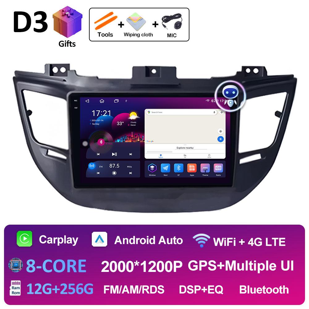 9 inch Android 14 For Hyundai Tucson IX35 3 2015 2016 2017 2018 Car Video Radio Multimedia Player QLED IPS Screen Head Unit WIFI