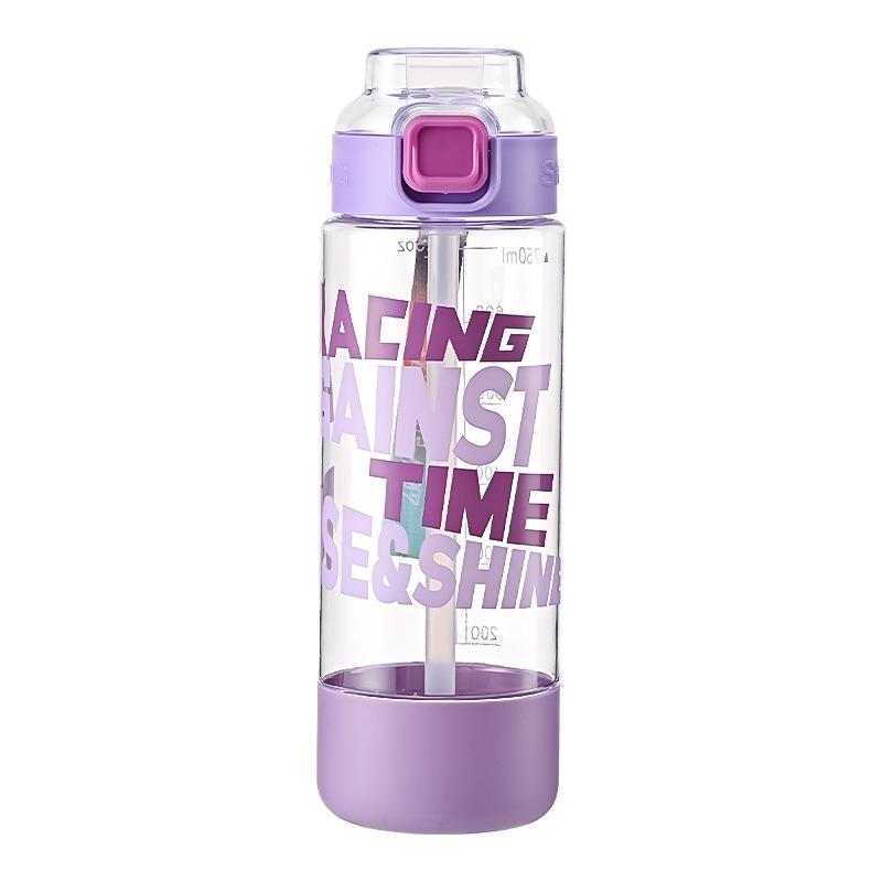 Straw cup large capacity water cup portable handheld bouncing lid sports and fitness plastic water cup
