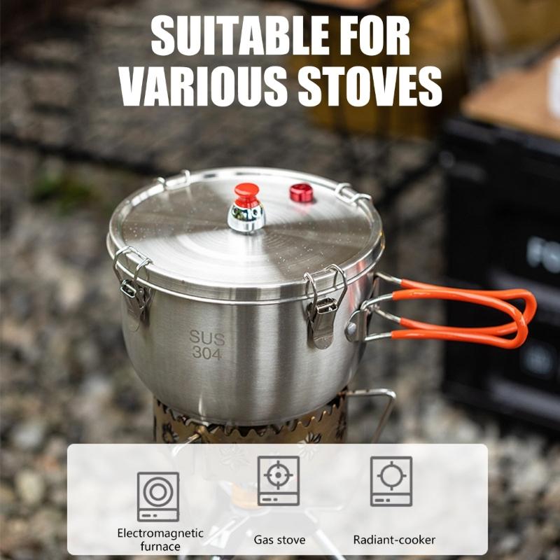 Outdoor Stove Top Pressure Cooker Meats Pots Stainless Steels Stove Pressure Cooker Meats Pots Camping Cookware Enduring