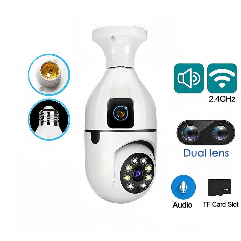 4K 1080P IP Camera Dual Lens PTZ Wifi Camera Dual Screen Auto Tracking Two Way Audio Color Night Vision Security Camera