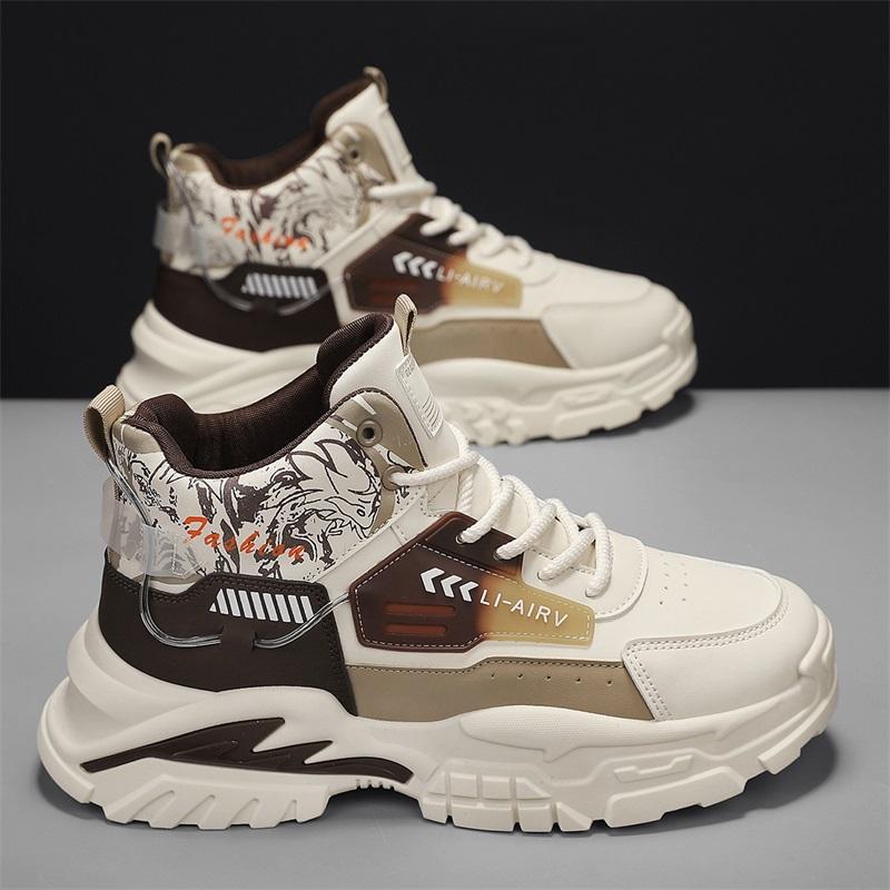 High Top Autumn Leather Casual Sports Daddy Shoes Teen Trend Shoes Martin Boots