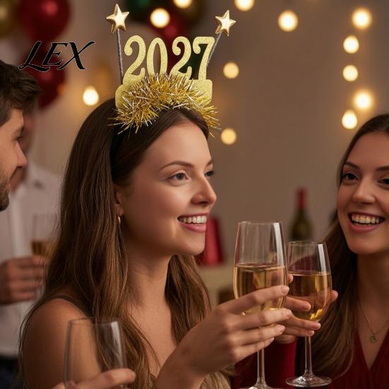 Celebration Eyewear for Events 2 Pcs 2027 New Year Eyeglasses, Plastic Glitter Number Glass Frame, Colorful Festive Glasses Parties Shiny Unisex